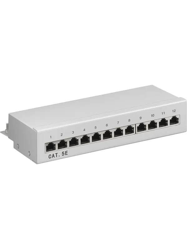 Pro CAT 5e Mini/Desktop Patch Panel 12 Port grey
