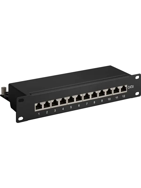Pro CAT 6 10 inch (25.4 cm) patch panel 12 port blac - Svart