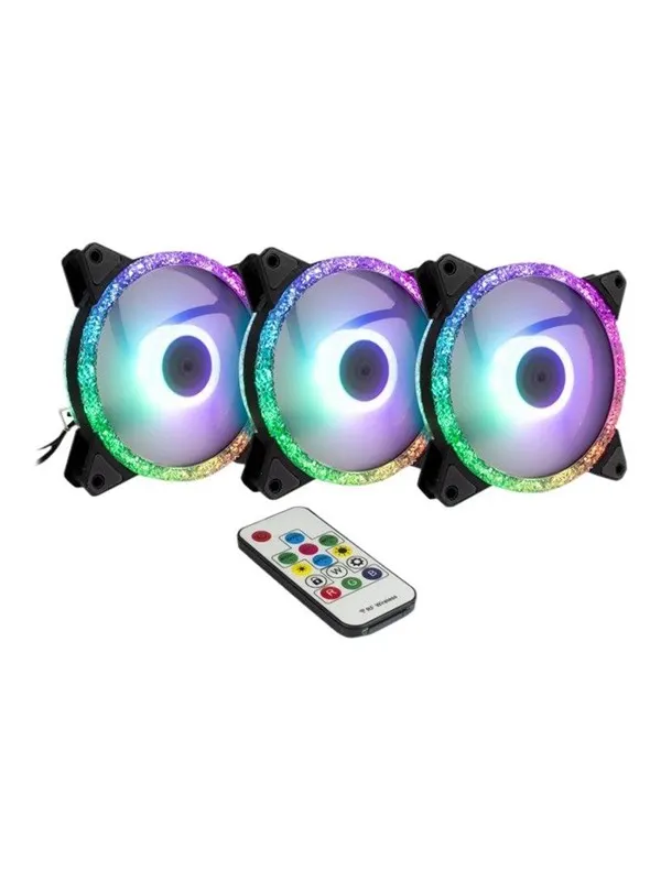 Inter-Tech Argus RGB-FAN SET RS-07 - Chassi fläkt - 120mm - Svart