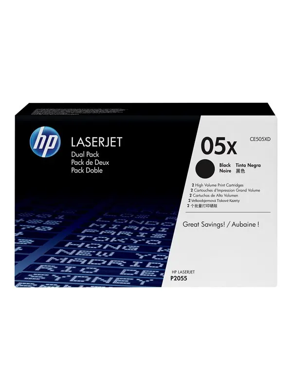 HP 05XD / CE505XD 2-Pack Black Toner - Tonerkassett Svart