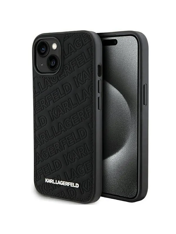 Karl Lagerfeld Quilted K Pattern case for iPhone 15 - black