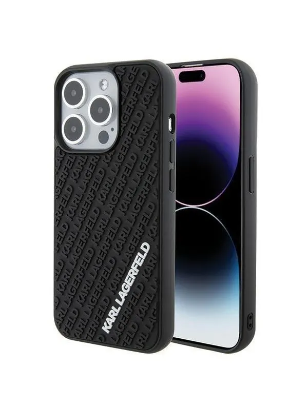 Karl Lagerfeld 3D Rubber Multi Logo case for iPhone 15 Pro - black