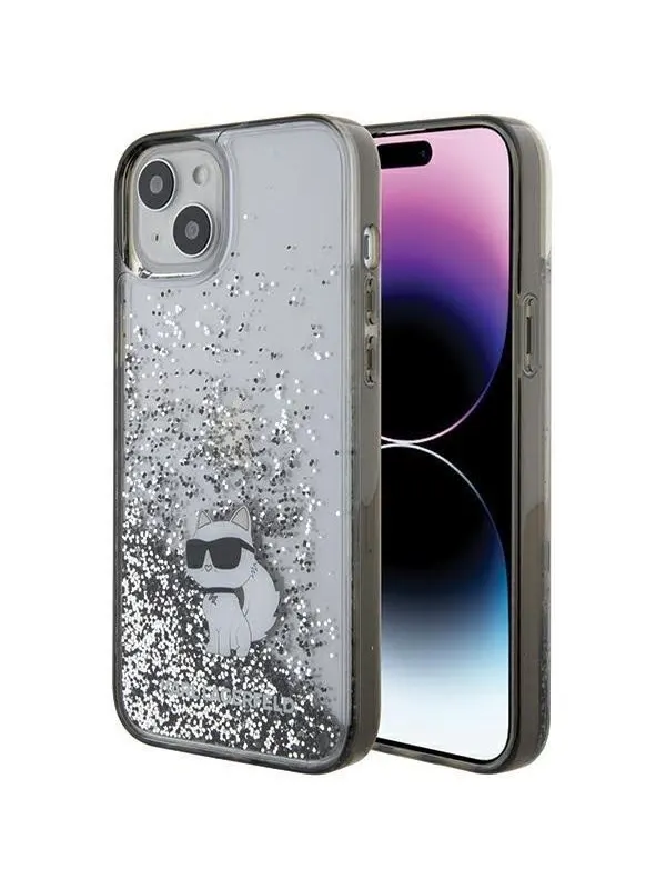 Karl Lagerfeld Liquid Glitter Choupette case for iPhone 15 Plus - transparent