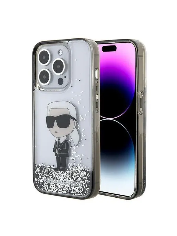 Karl Lagerfeld Liquid Glitter Ikonik case for iPhone 15 Pro - transparent