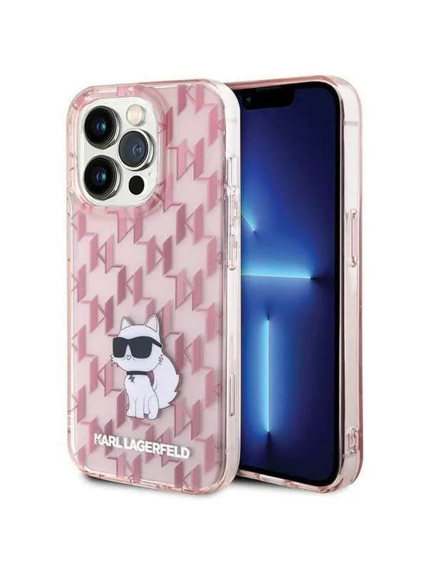 Karl Lagerfeld Monogram Choupette case for iPhone 15 Pro Max - pink