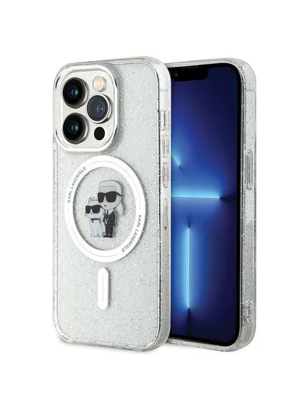 Karl Lagerfeld Karl&Choupette Glitter MagSafe case for iPhone 15 Pro - transparent