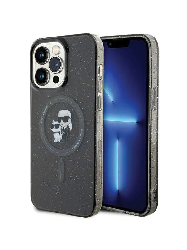 Karl Lagerfeld Karl&Choupette Glitter MagSafe case for iPhone 15 Pro Max - black
