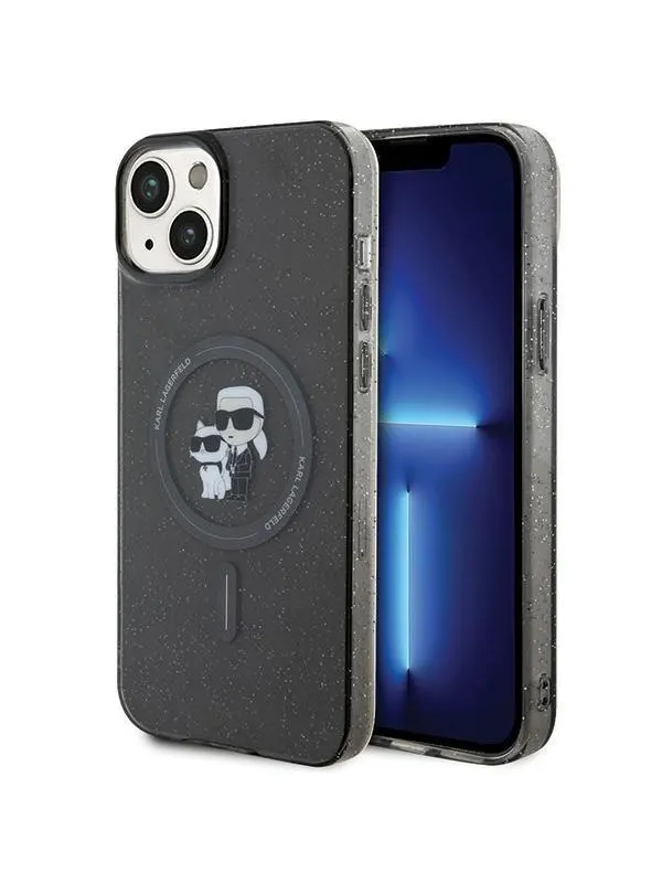Karl Lagerfeld Karl&amp;Choupette Glitter MagSafe case for iPhone 15 Plus - black