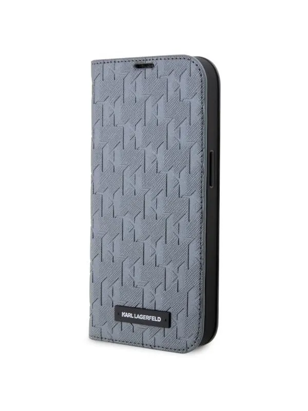 Karl Lagerfeld KLBKP14SSAKLHPG iPhone 14 6.1" bookcase silver/silver Saffiano Monogram