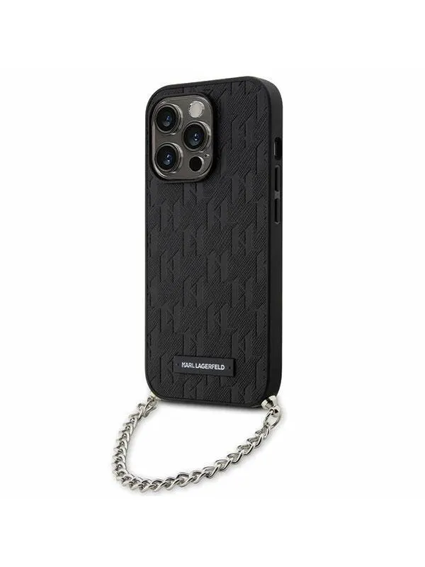 Karl Lagerfeld KLHCP14LSACKLHPK iPhone 14 Pro 6.1" black/black hardcase Saffiano Monogram Chain