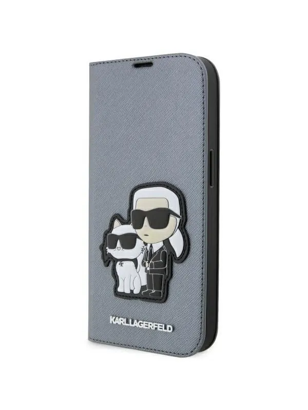 Karl Lagerfeld KLBKP14XSANKCPG iPhone 14 Pro Max 6.7" bookcase silver/silver Saffiano Karl & Choupette
