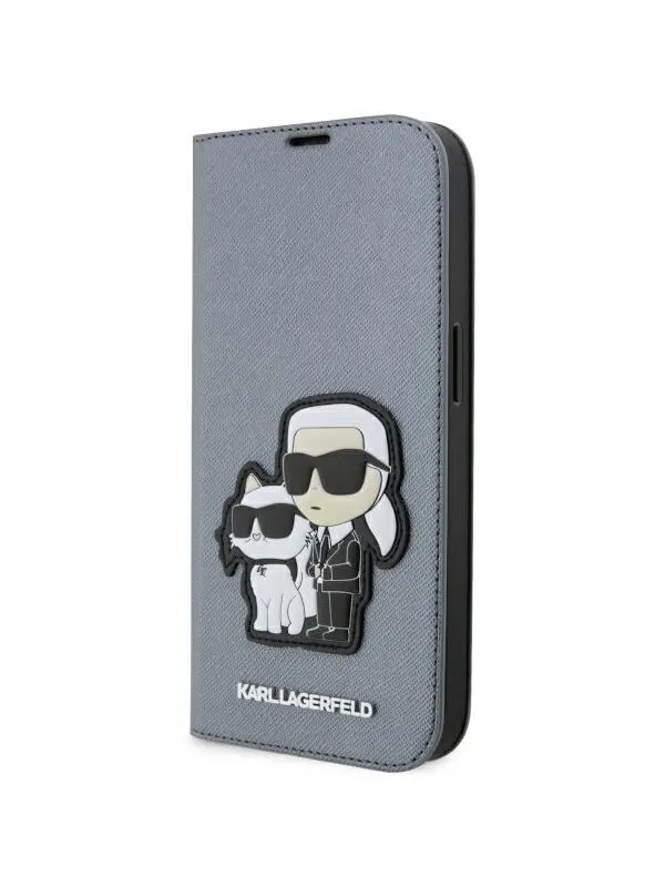 Karl Lagerfeld KLBKP14LSANKCPG iPhone 14 Pro 6.1" bookcase silver/silver Saffiano Karl &amp; Choupette