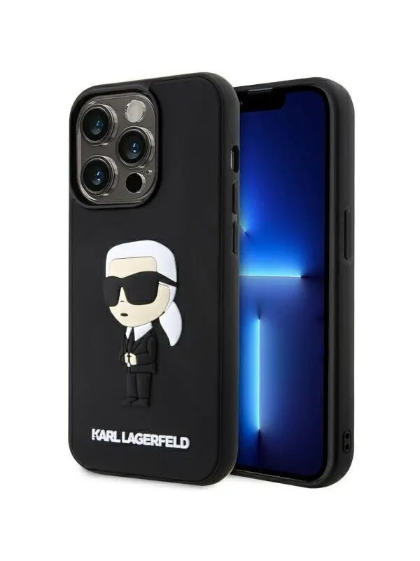 Karl Lagerfeld KLHCP14L3DRKINK iPhone 14 Pro 6.1" black/black hardcase Rubber Ikonik 3D