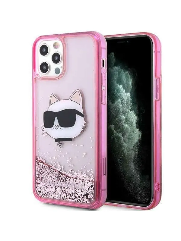 Karl Lagerfeld KLHCP12MLNCHCP iPhone 12/ 12 Pro 6.1" pink/pink hardcase Glitter Choupette Head