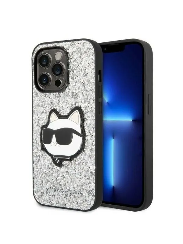 Karl Lagerfeld KLHCP14LG2CPS iPhone 14 Pro 6.1" silver/silver hardcase Glitter Choupette Patch