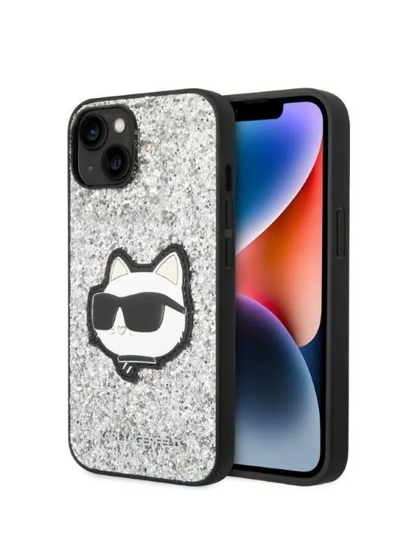 Karl Lagerfeld KLHCP14MG2CPS iPhone 14 Plus 6.7" silver/silver hardcase Glitter Choupette Patch