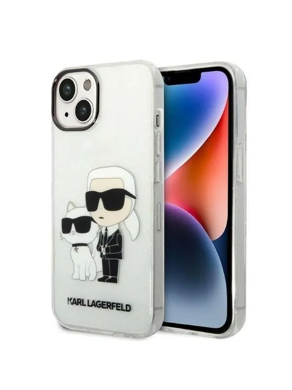 Karl Lagerfeld Glitter Karl&Choupette case for iPhone 14 Plus - transparent