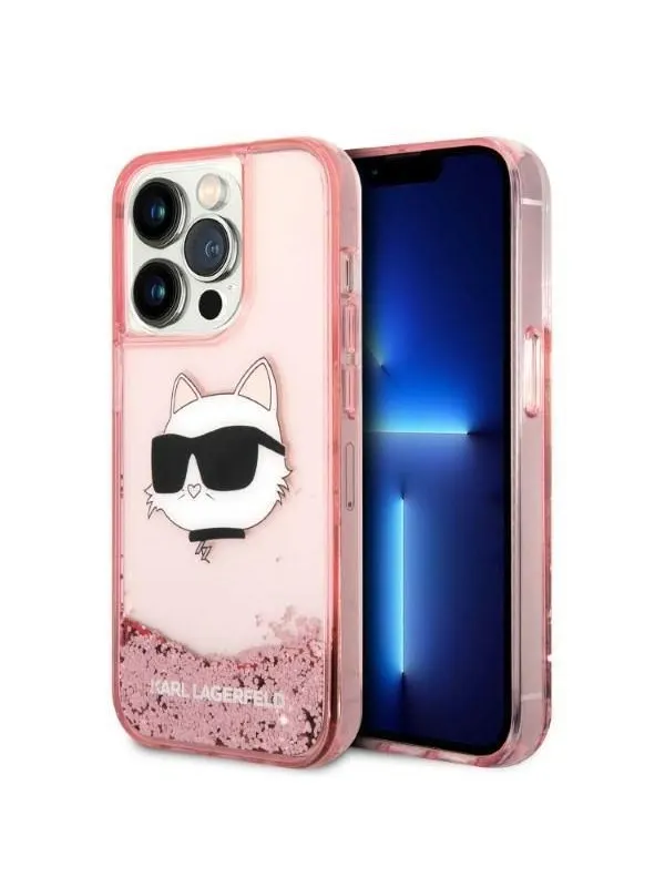 Karl Lagerfeld KLHCP14XLNCHCP iPhone 14 Pro Max 6.7" pink/pink hardcase Glitter Choupette Head