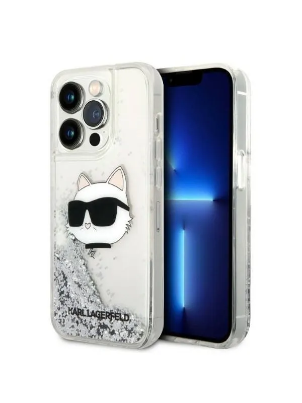 Karl Lagerfeld KLHCP14LLNHCCS iPhone 14 Pro 6.1" silver/silver hardcase Glitter Choupette Head