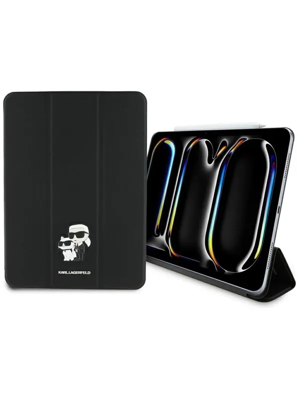 Karl Lagerfeld Saffiano Magnetic Karl &amp; Choupette iPad Pro 11" 2024 Book Cover Case - Black