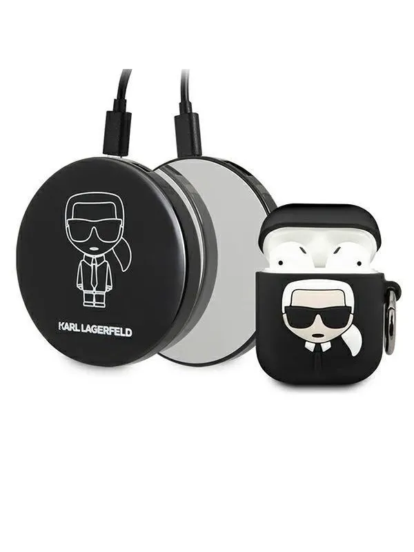 Karl Lagerfeld Ikonik Case for AirPods + Powerbank - Black - 2000 mAh