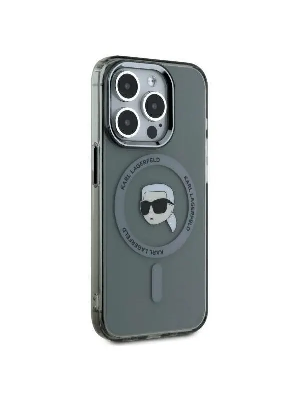 Karl Lagerfeld KLHMP15LHLSKIK iPhone 15 Pro 6.1" black/black hardcase IML Metal Karl Head MagSafe