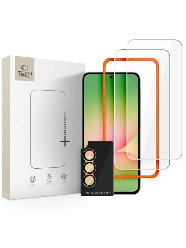 Tech-Protect Easy Set+ 3-Pack Tempered Glass Case for Samsung Galaxy A37 5G