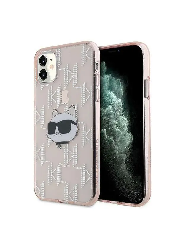 Karl Lagerfeld IML Choupette Head &amp; Monogram case for iPhone 11 / Xr - pink