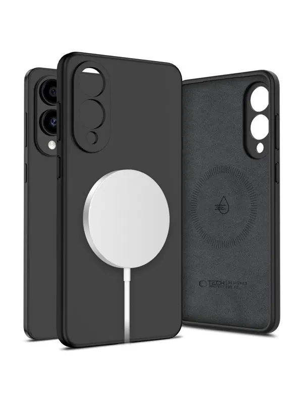 Tech-Protect Liquid Silicone MagSafe Case for Samsung Galaxy S25 Edge - Black