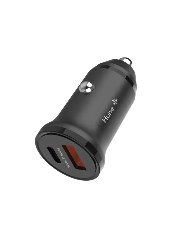 Hune Topo 20W Dual USB Car Charger (1x USB-C + 1x USB-A) - Black