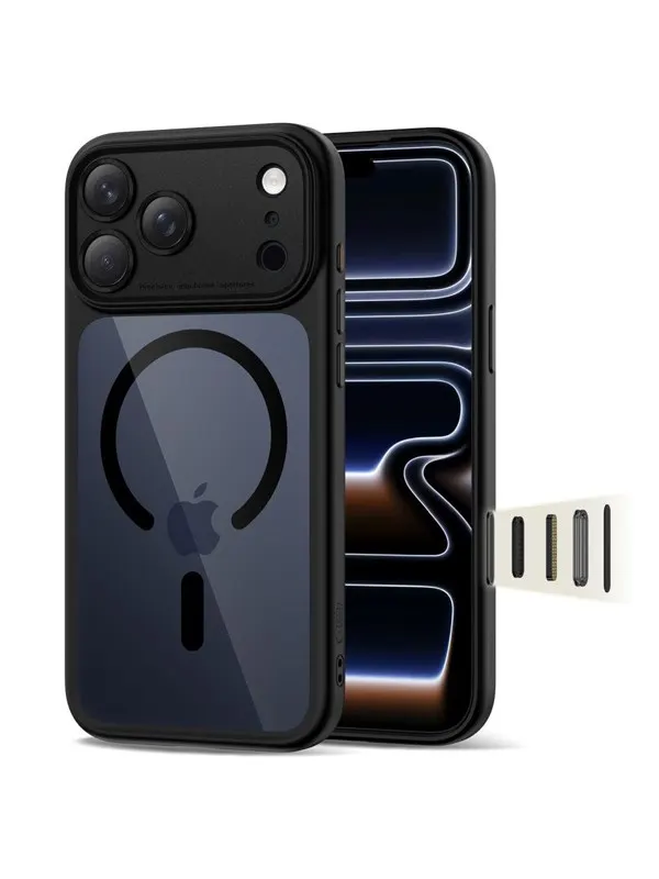 Tech-Protect  Magpeak Magsafe CC Case for iPhone 17 Pro - Clear Black