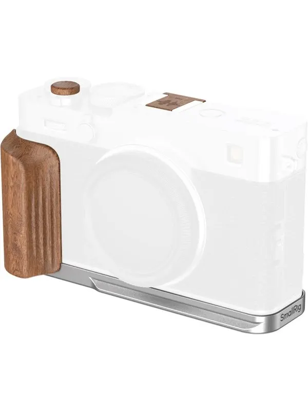 SmallRig 5984 L-Shaped Mount Plate with Wooden Handle for FUJIFILM X-E5 (Rosewood Silver)