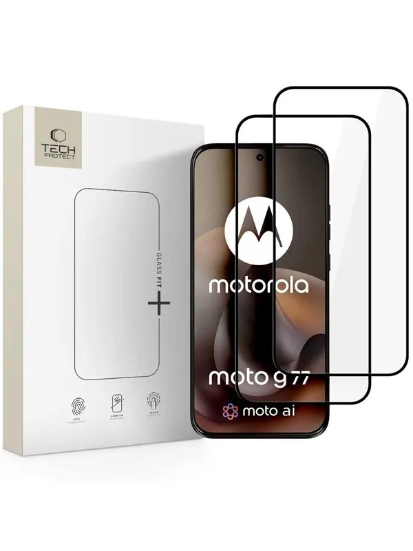 Tech-Protect Glass Fit+ 2-Pack Tempered Glass for Motorola Moto G67 / G77 - Black