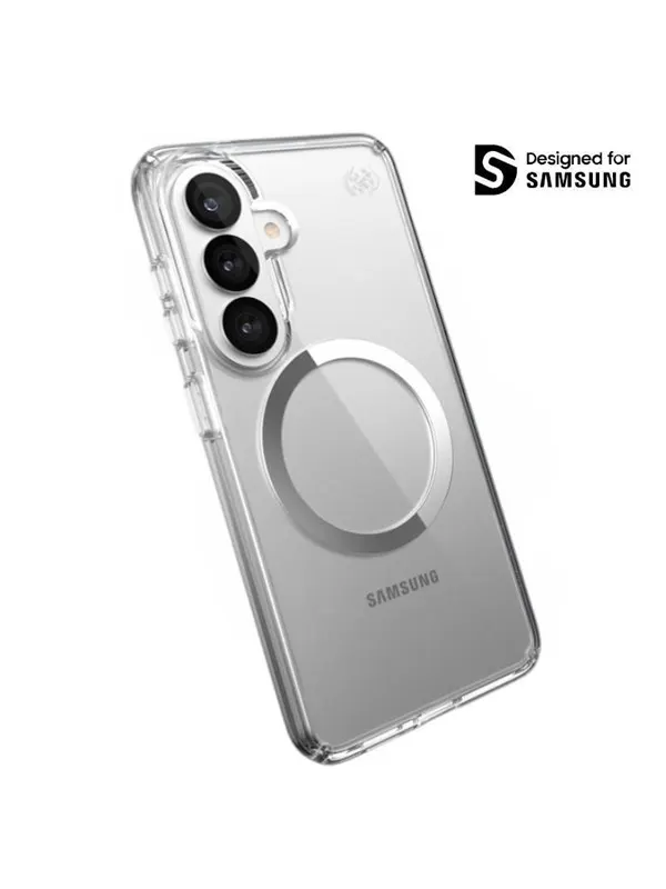 Speck Presidio Perfect-Clear Magnet - Samsung Galaxy S26 MagSafe Case - Clear/Clear/Silver
