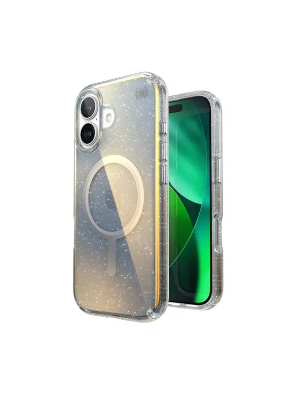 Speck Presidio Lux MagSafe - iPhone 17 Case - Hyper Mirror Glitter / Silver Metallic