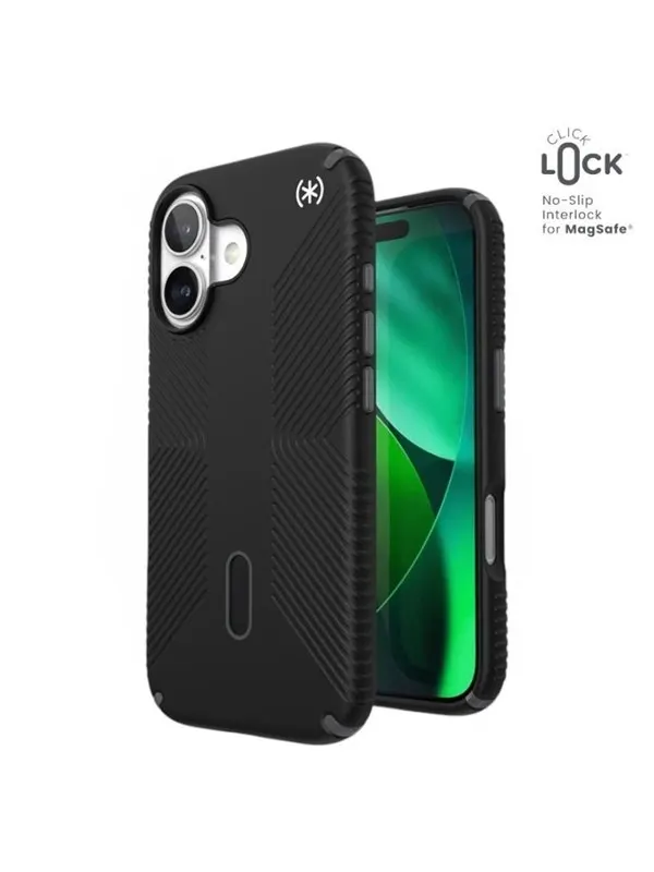 Speck Presidio2 Grip ClickLock &amp; MagSafe - iPhone 17 Case - Black / Slate Gray / White