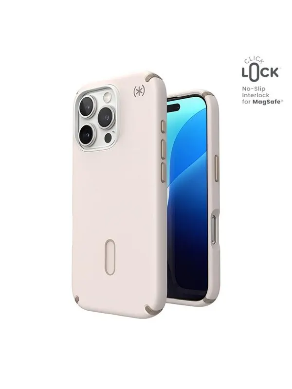 Speck Presidio2 Pro ClickLock & MagSafe - iPhone 16 Pro Case - Bleached Bone / Heirloom Gold / Hazel Brown