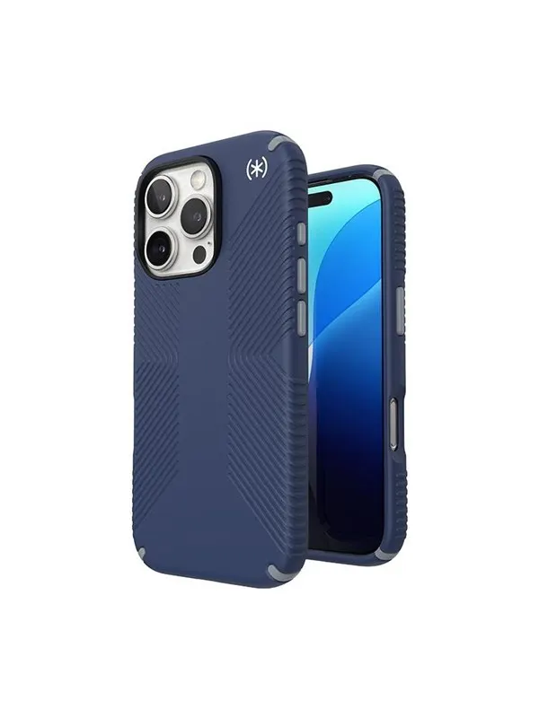 Speck Presidio2 Grip - iPhone 16 Pro Case - Coastal Blue / Dust Gray / White