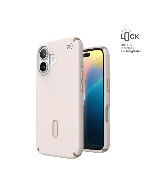 Speck Presidio2 Pro ClickLock & MagSafe - iPhone 16 Case - Bleached Bone / Heirloom Gold / Hazel Brown