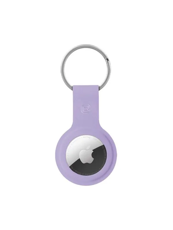 CRONG Silicone Case with Key Ring - Protective keychain case for Apple AirTag 1/2 - purple