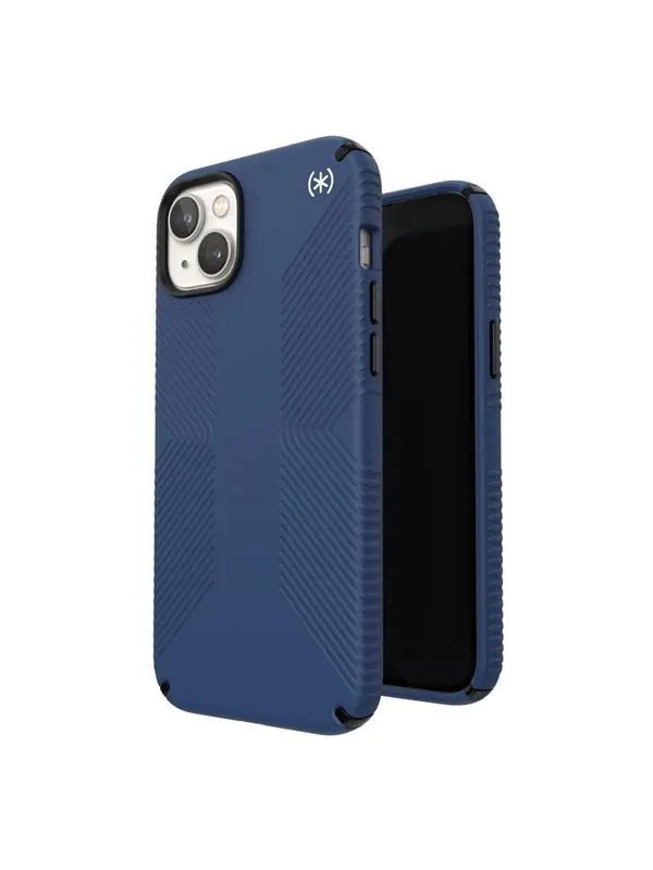 Speck Presidio2 Grip - Anti-slip iPhone 15 Plus / 14 Plus Case - Coastal Blue / Black / White