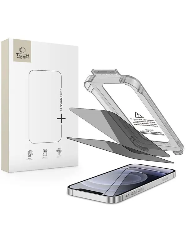 Tech-Protect  Quick Set Spy+ 2-pack Privacy Glass for iPhone 12 / 12 Pro