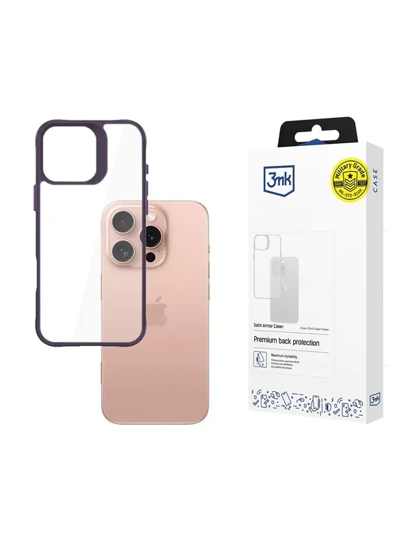 3mk Satin Armor Case+ Purple for Apple iPhone 16 Pro - Transparent
