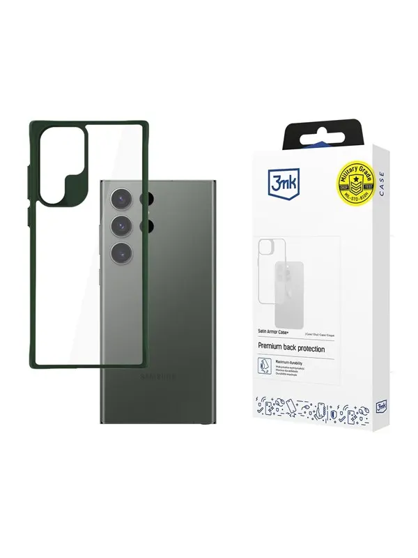 3mk Satin Armor Case+ Green for Samsung Galaxy S24 Ultra - transparent
