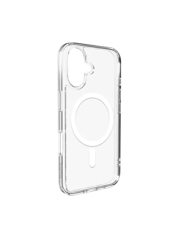 Puro Lite Mag TPU+PC Case Compatible with MagSafe for iPhone 17 - Transparent with White Ring