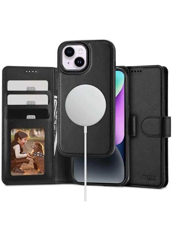 Tech-Protect Wallet MagSafe Case for iPhone 15 - Black