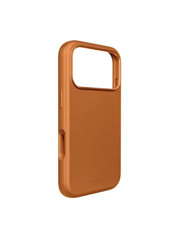 Puro Icon Mag Pro Liquid Silicone Case for iPhone 17 Pro MagSafe Compatible with Camera Protection and Aluminum Buttons - Orange