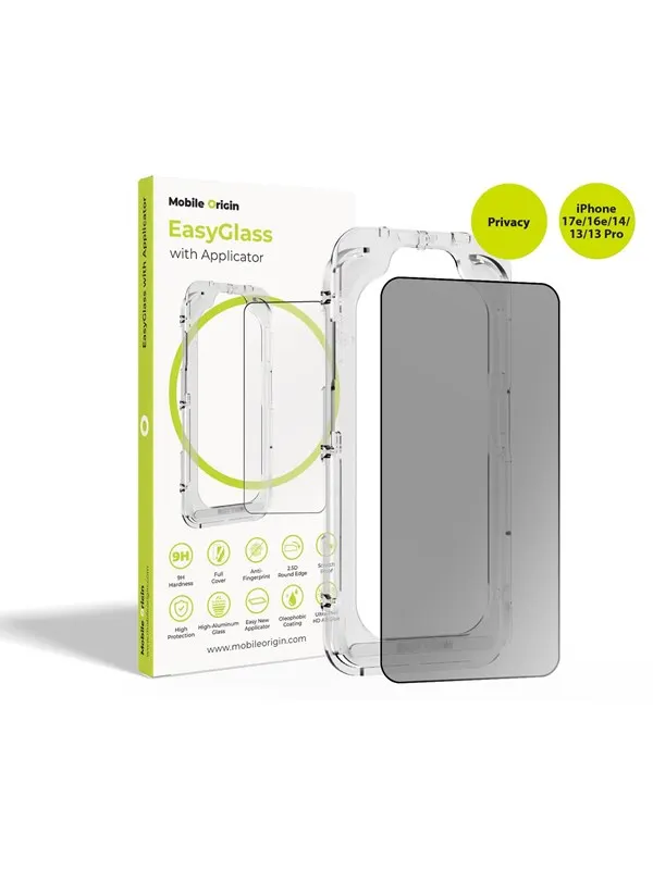 Mobile Origin EasyGlass Privacy with Applicator iPhone 17e/16e/14/13/13 Pro