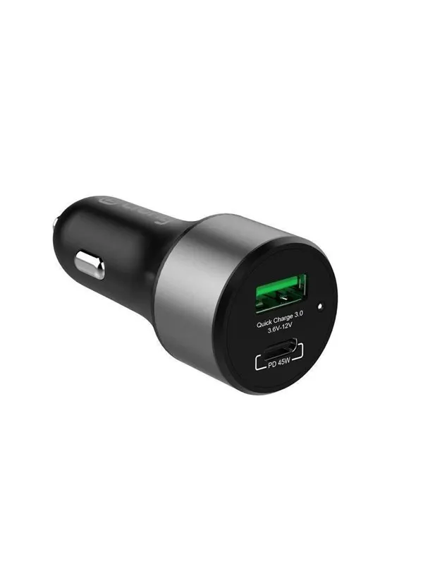 CRONG Power Car Charger 63W - USB-C PD 45W Car Charger + USB QC 3.0 18W (Black)