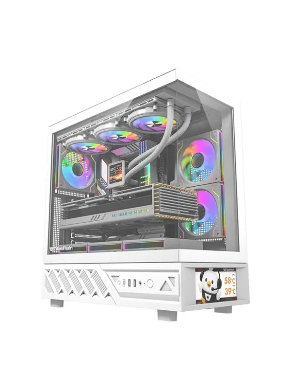 Darkflash DS950V Computer Case with Display + 6 Fans - Chassi - Vit